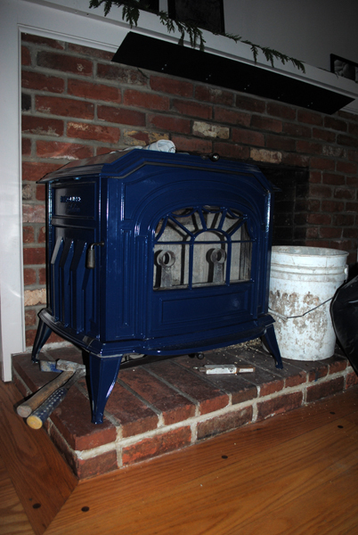 The existing wood stove.