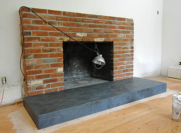 A view of the finished hearth.